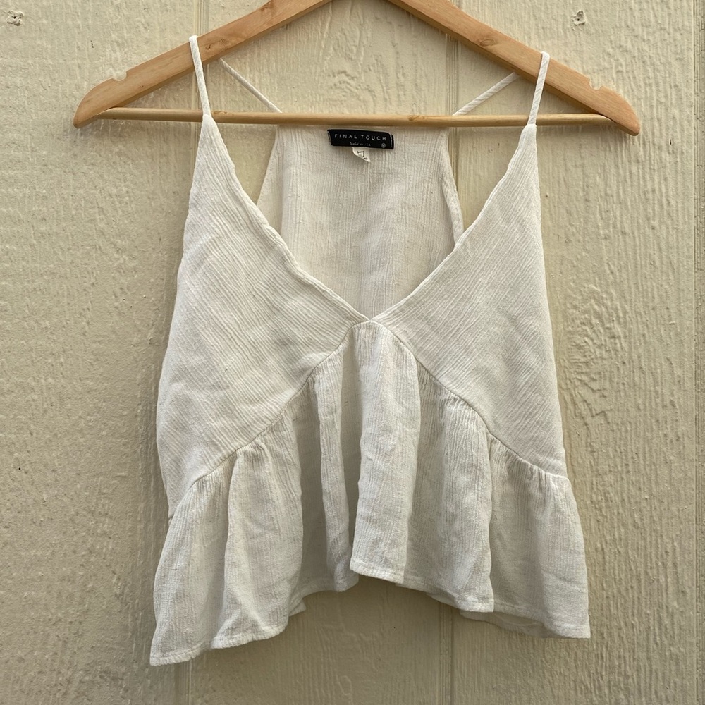 Cream boho crop top with straps